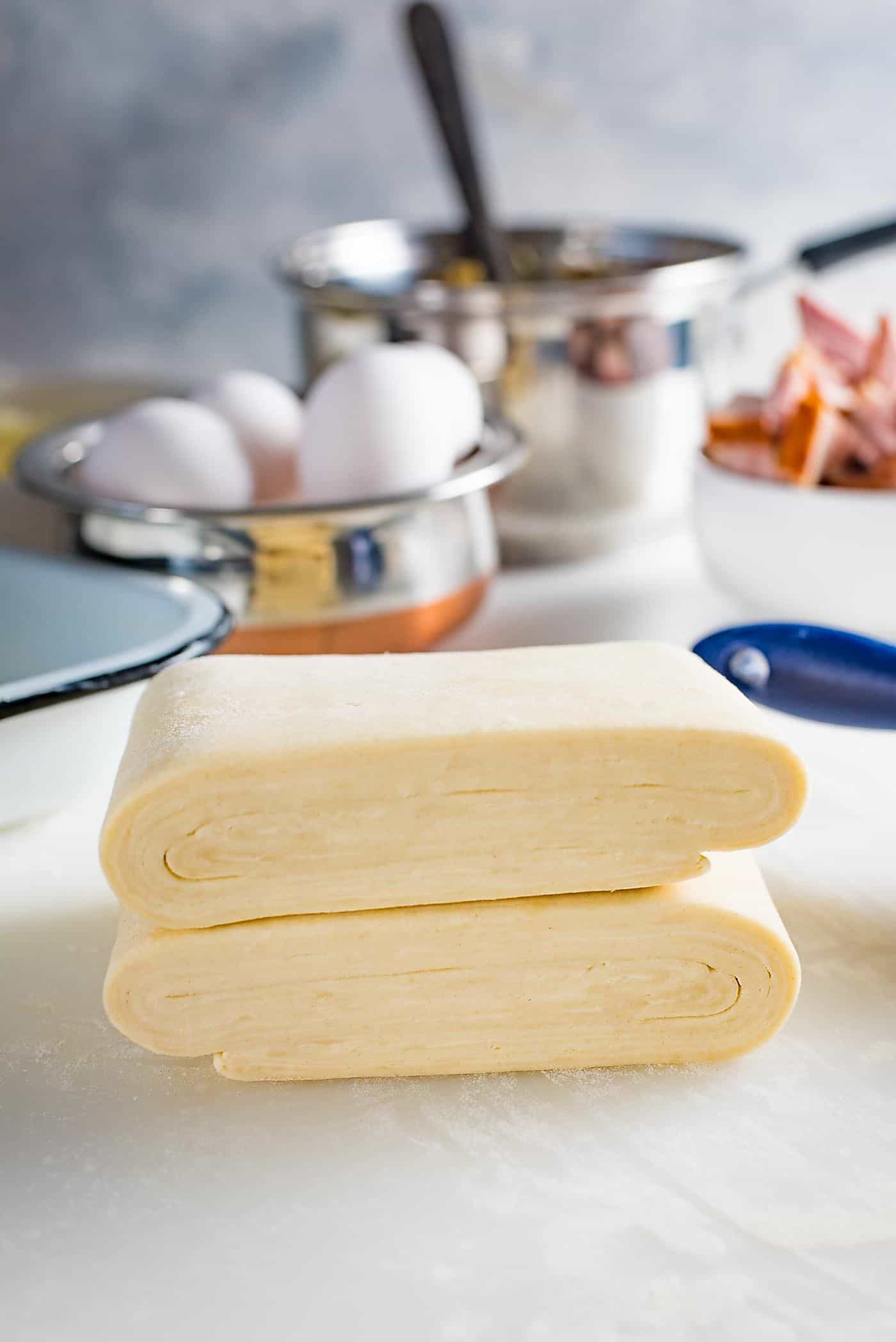 Homemade Rough Puff Pastry for homemade Bacon and Egg Pies