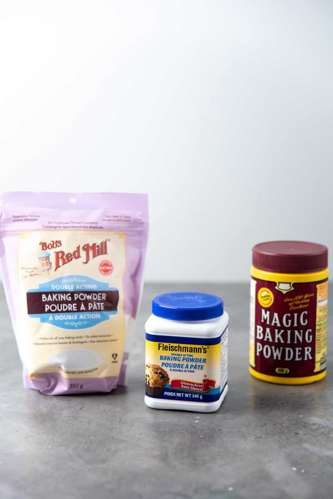 3 different types of double acting baking powder.