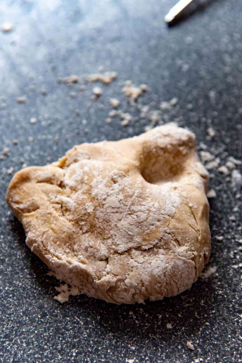 The shaggy dough turned out onto a work surface