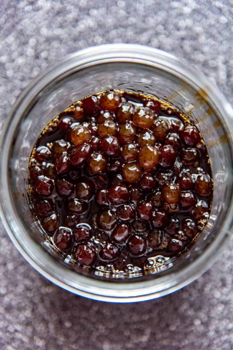 Brown sugar boba pearls ready to be used