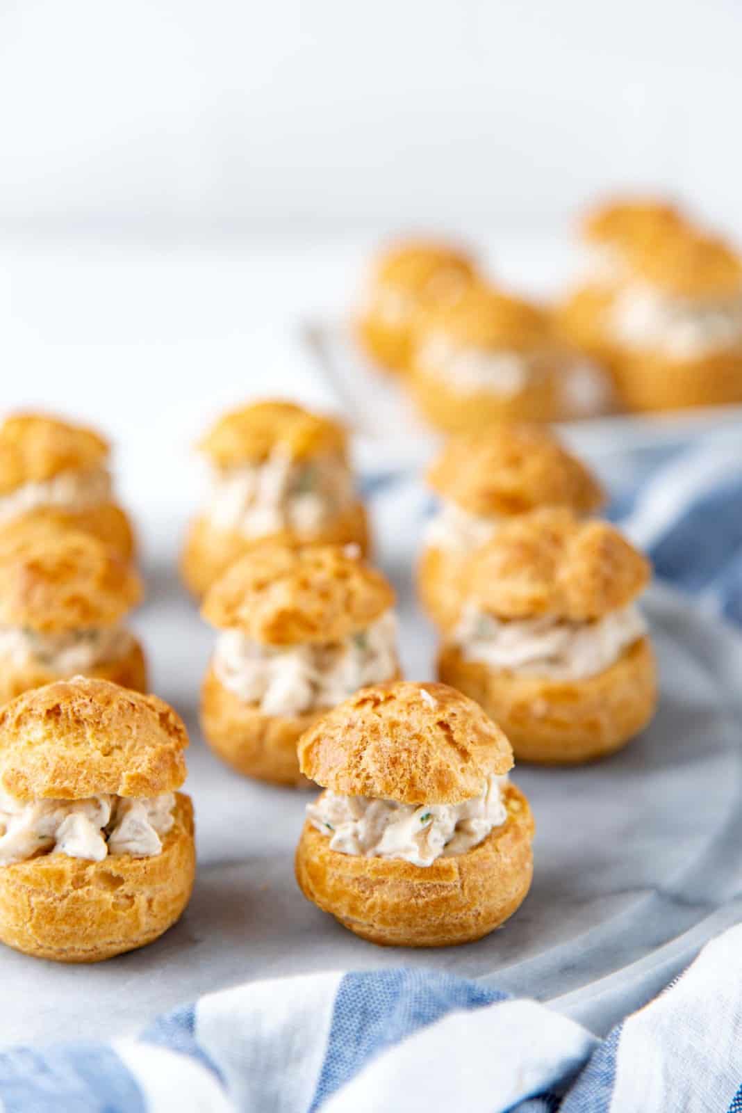 Chicken bouchees served on a marble platter