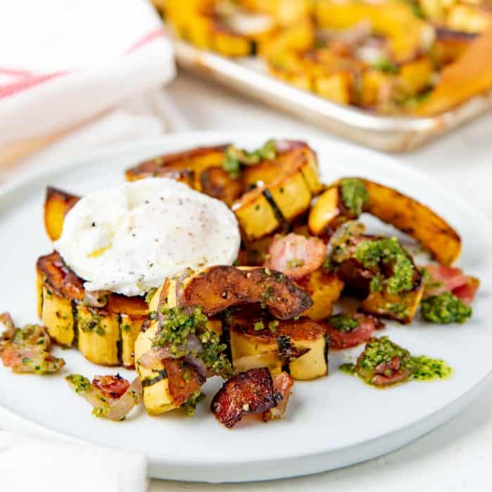 Roasted delicata squash with bacon Social media