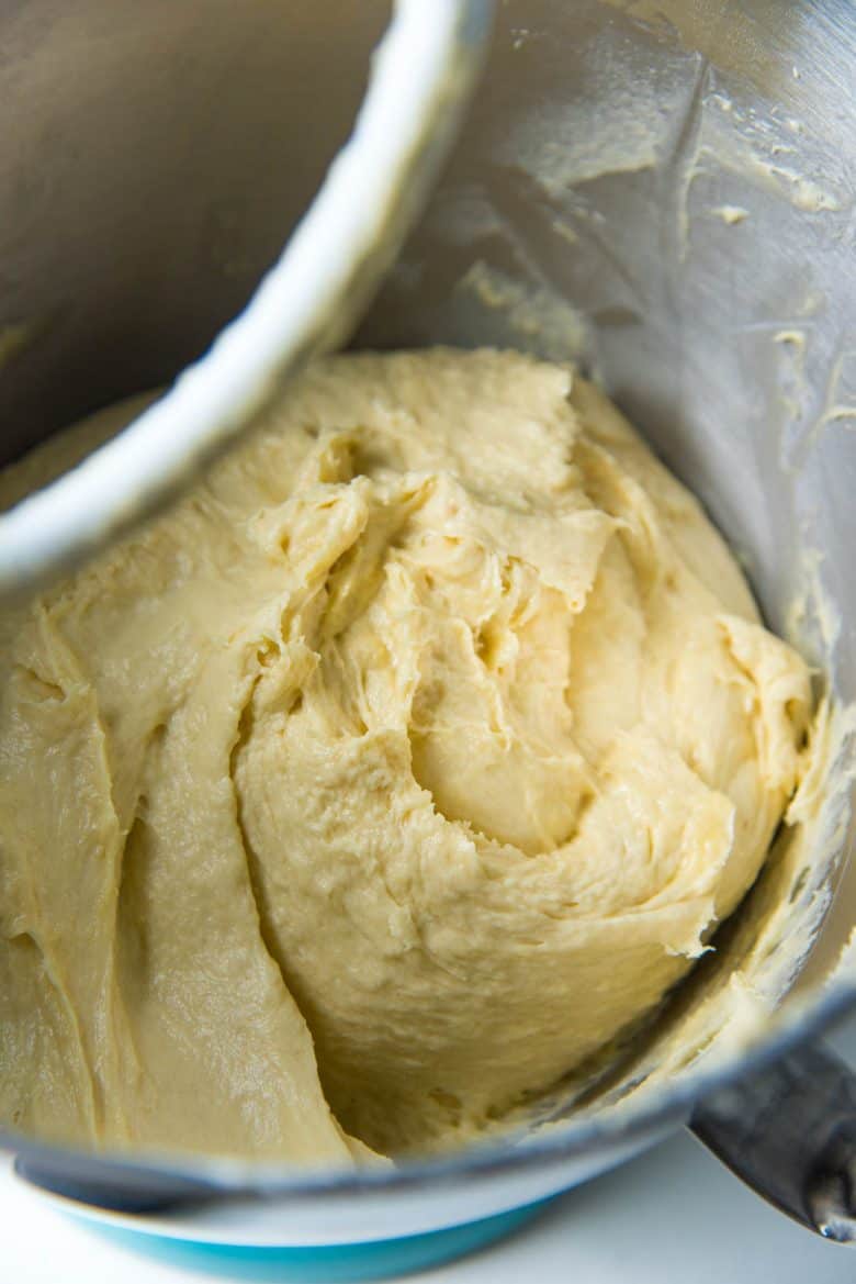 All butter added to brioche, but not kneaded enough