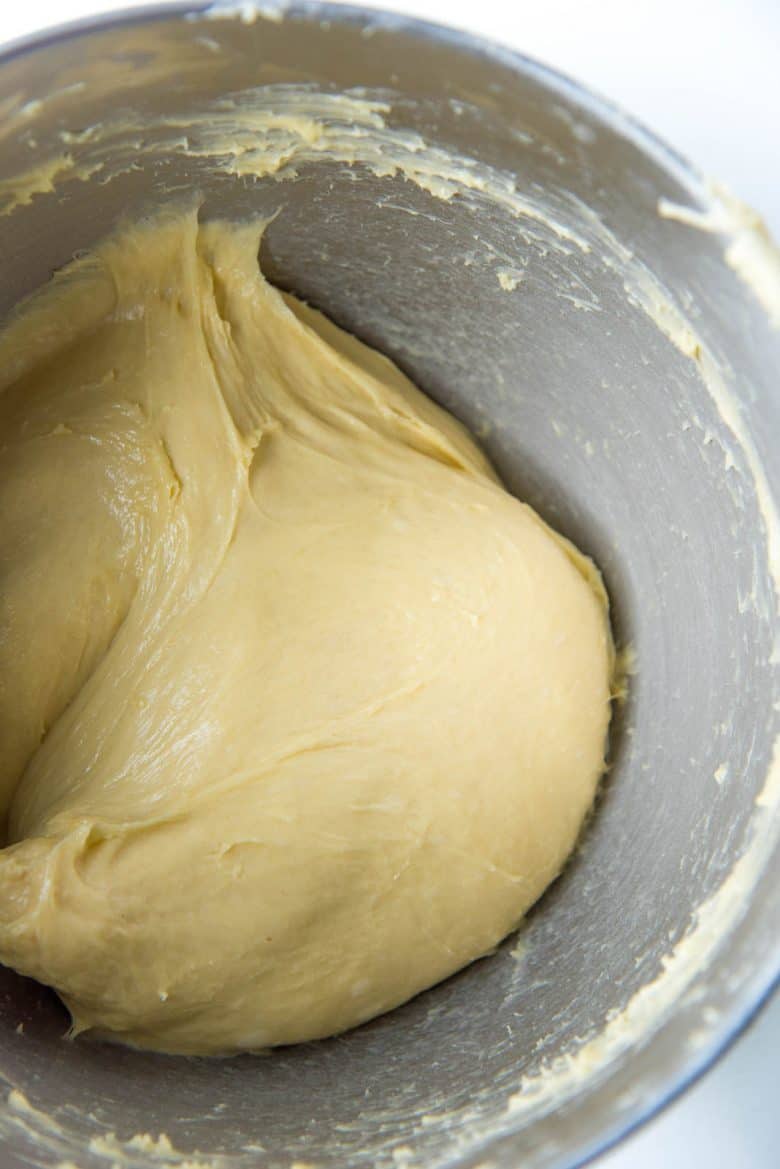 A well kneaded shiny, smooth brioche dough