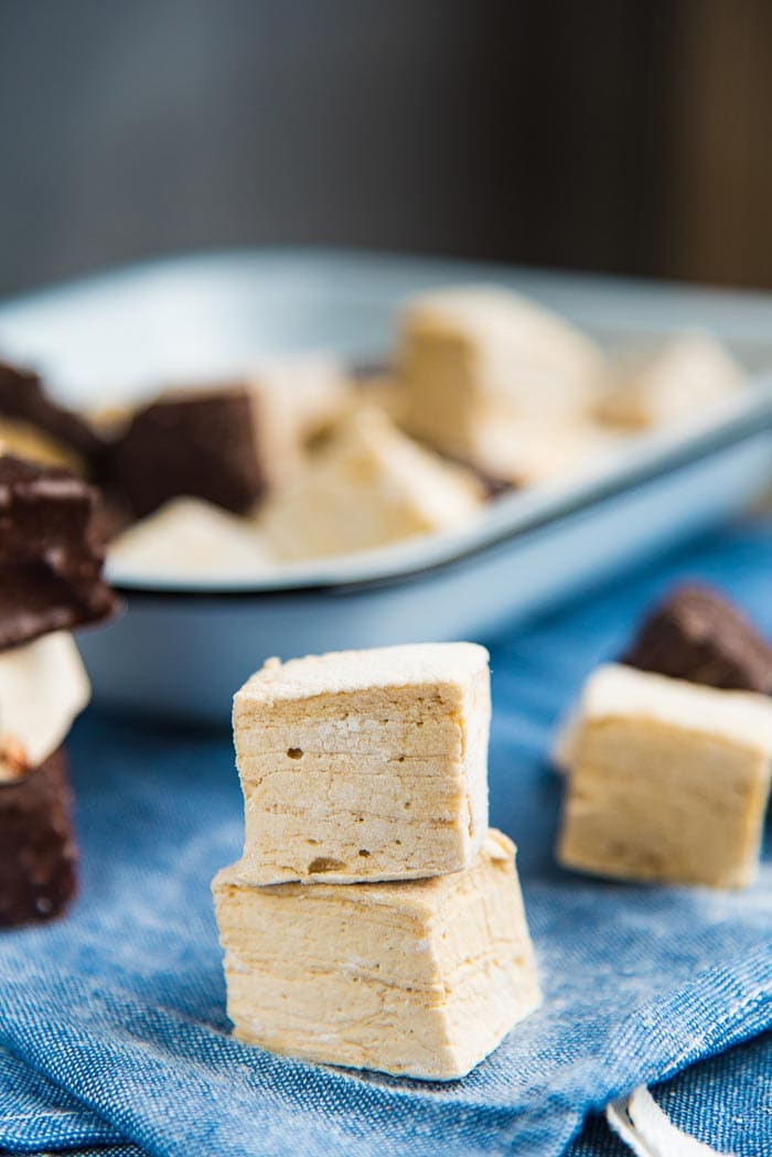 Butterscotch marshmallows (or buttered rum marshmallows) - soft, buttery and fluffy marshmallows that are easy to make, delicious to eat and perfect for gift giving too! 