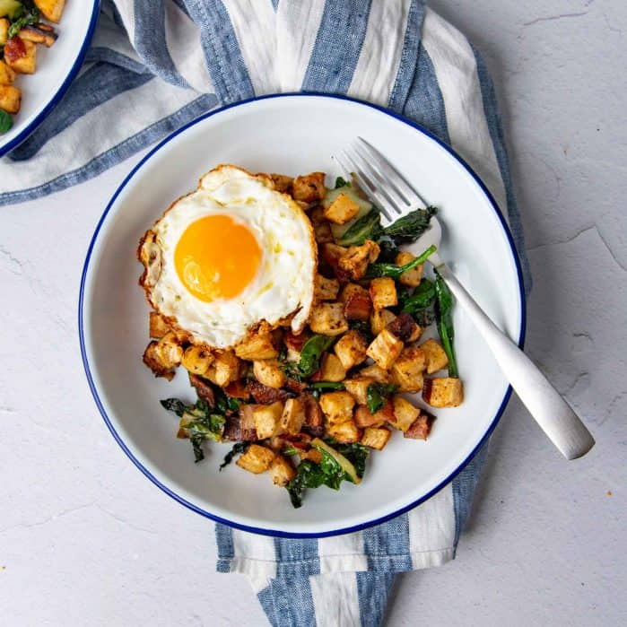 Celeriac Hash with bacon and swiss chard social media