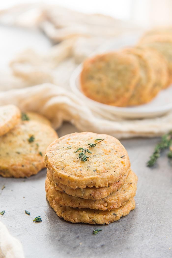 Thyme and Cheddar Cheese Cookies - These slice and bake savory cookies are easy to make and delicious! Perfect as appetizers or as snacks.