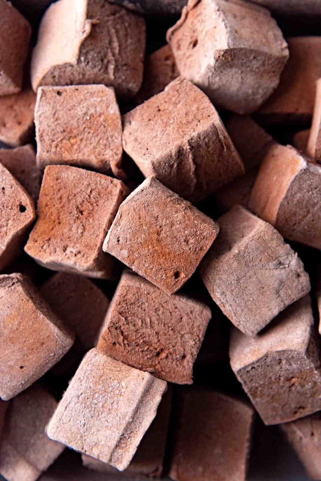 The chocolate marshmallows on a tray