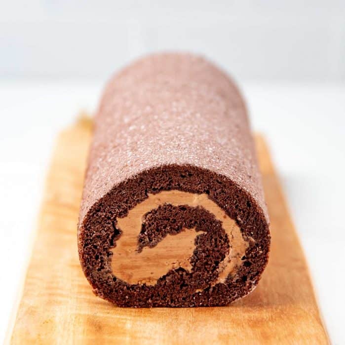 Chocolate swiss roll social media