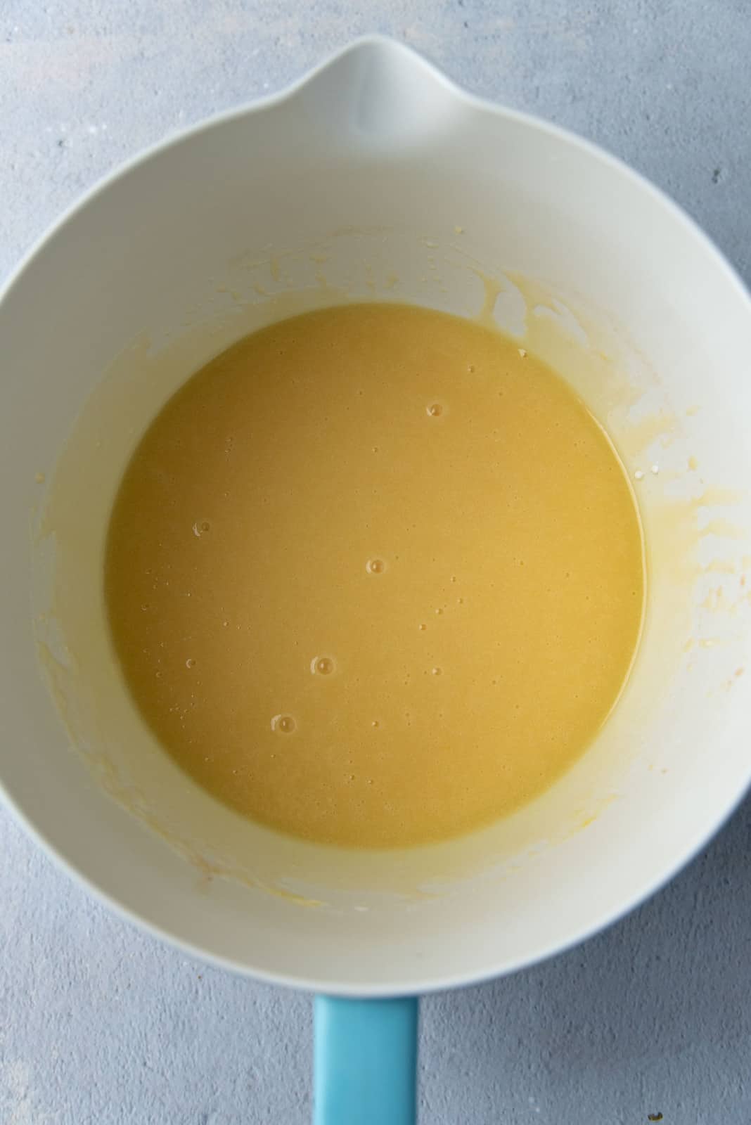 Wet ingredients whisked together.