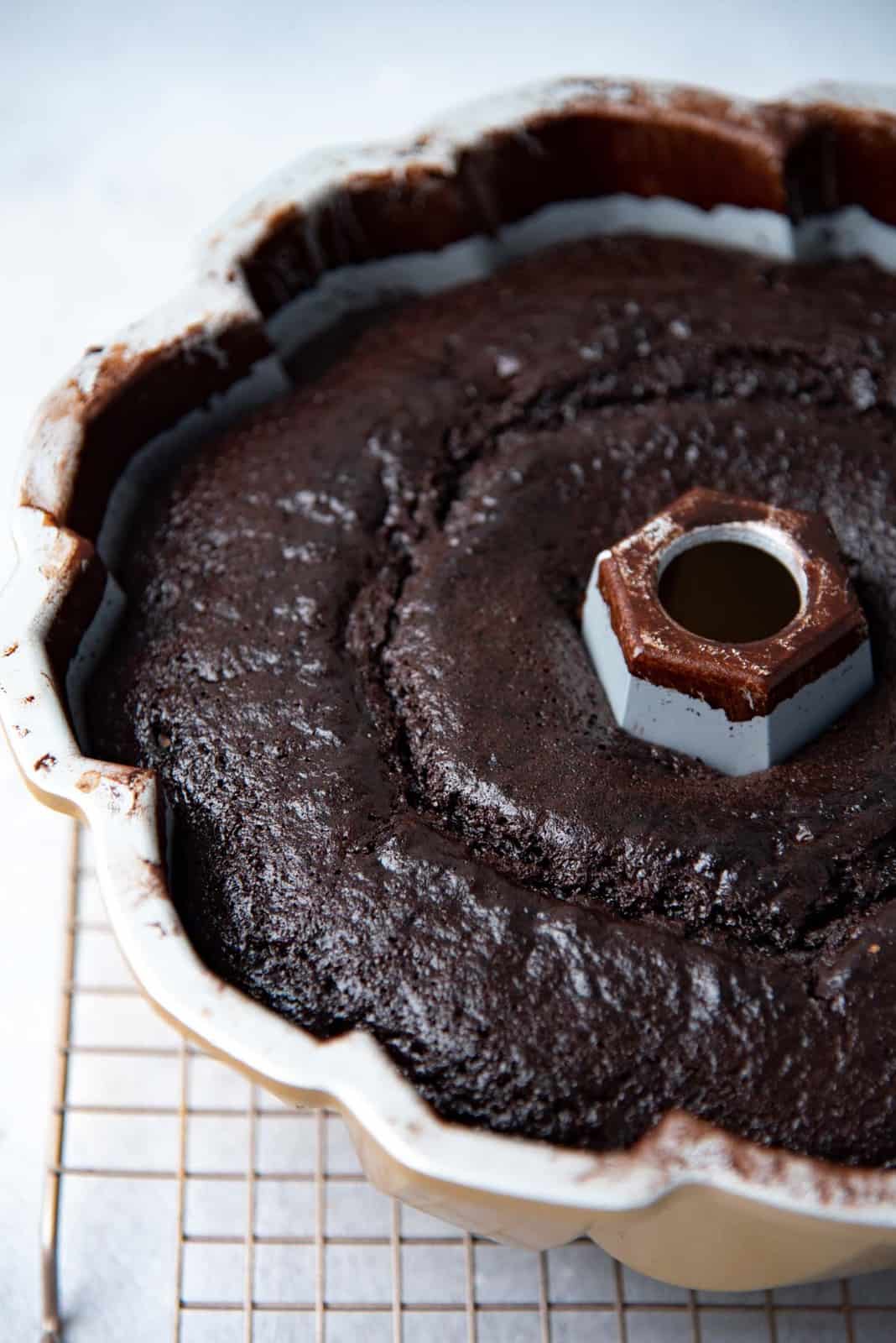 bundt cake after baking.