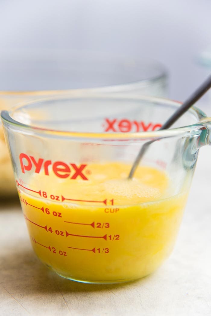 Step by step classic choux pastry recipe - mix the eggs in a jug, to add it to the dough