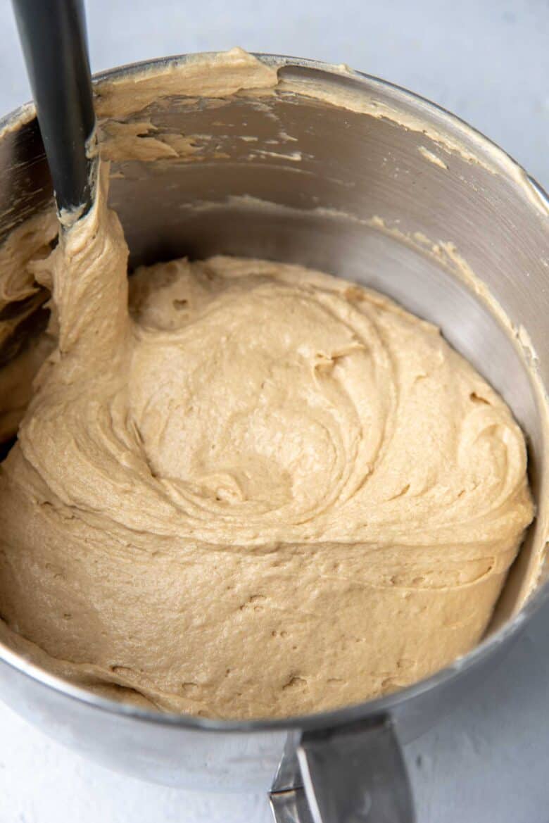 Close up of the coffee flavored cake batter