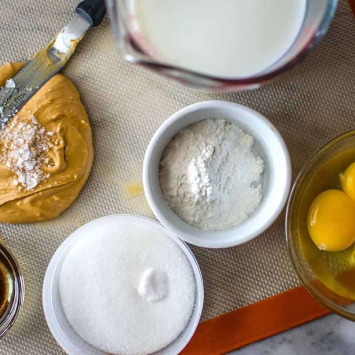 Ingredients needed to make white chocolate pastry cream.