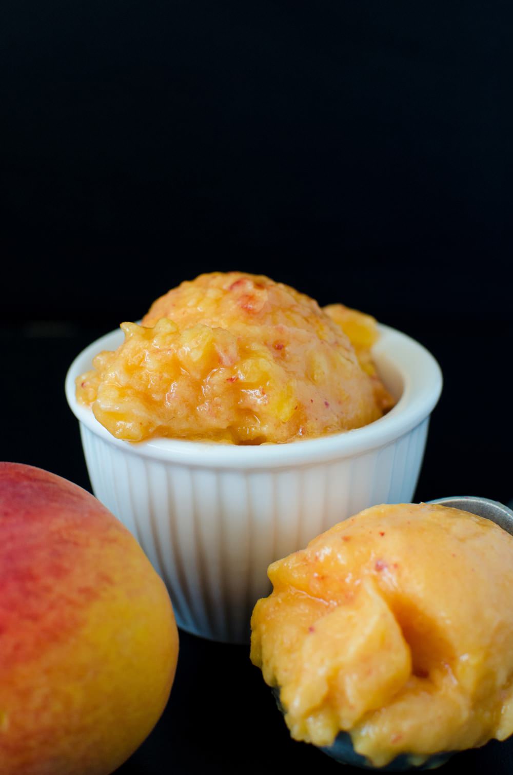 Peach sorbet in a bowl