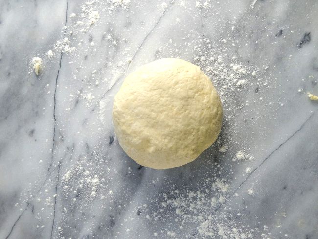 Showing the first lamination with half the butter. Also the first fold for making easy rough puff pastry.