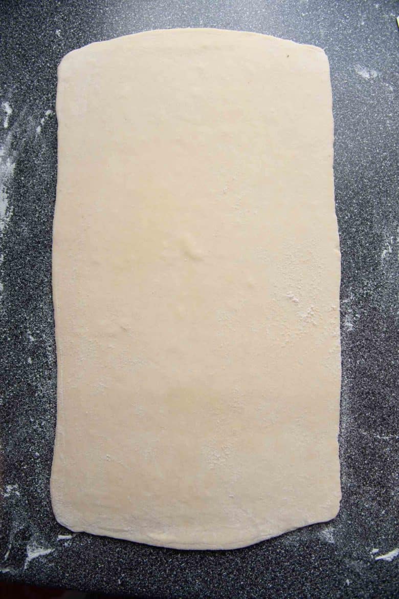Sheeting the croissant dough