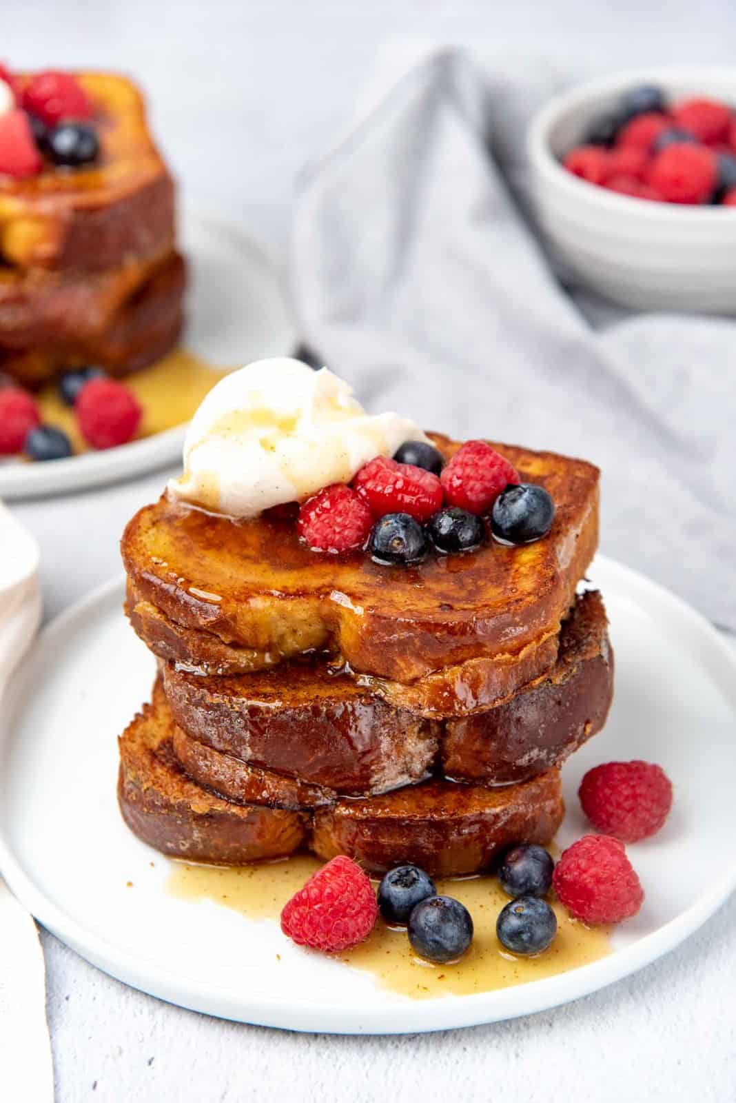 Angled view of french toast stack