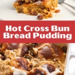 Baked hot cross buns in a baking dish and pouring crème anglaise over it before serving.