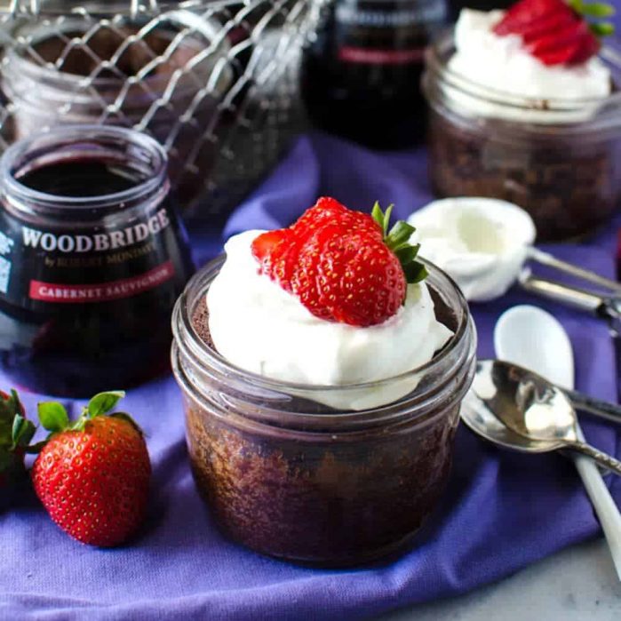 Fudgy Flourless Chocolate Cake In A Jar - these will impress you with its deliciously intense chocolate flavor, versatility and simplicity! A rich, decadent chocolate dessert that's fudgy in the middle and crisp on the outside, and studded with toasted pecans for another depth of flavor and texture. Very portable and perfect for any type of entertaining, including tailgating parties!