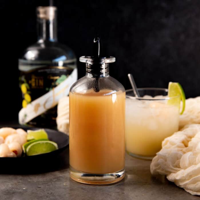 Square image of the lychee syrup.