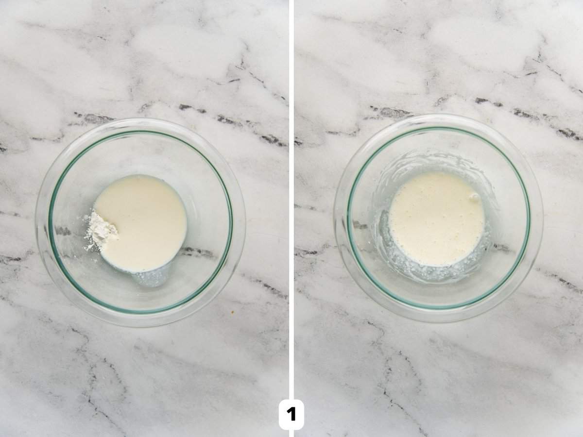 Mixing cornstarch with cream as the base for eggs to ensure soft egg curds.