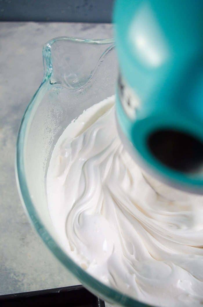 Making homemade marshmallows - The marshmallows are almost ready. The base has thickened, and is light and fluffy.