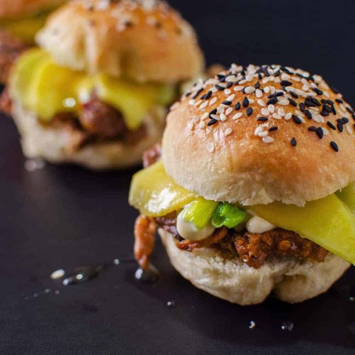 Miso and Mango Lamb Sliders with Almost No Knead Slider Buns Recipe