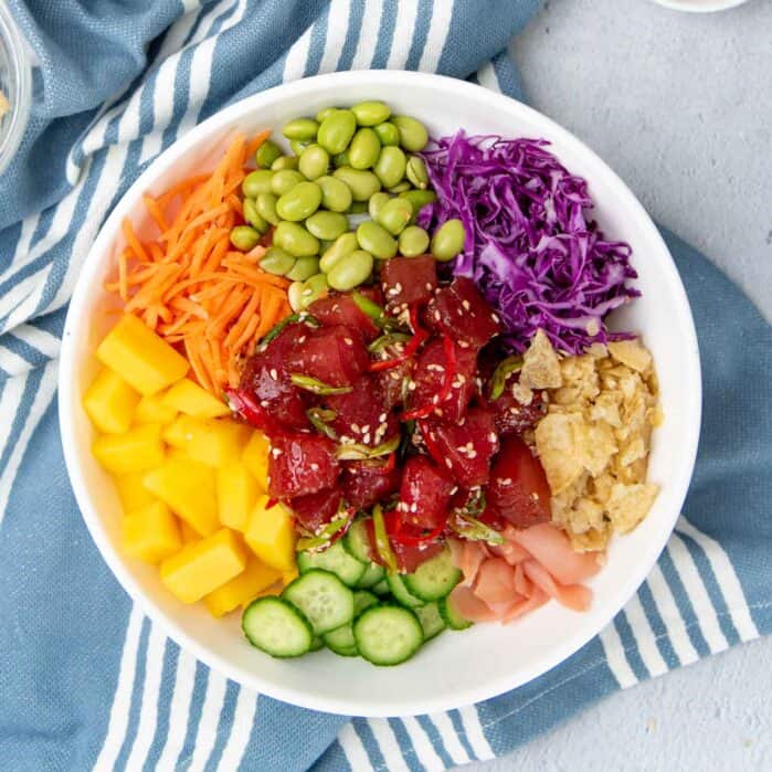 Tuna poke bowl social media
