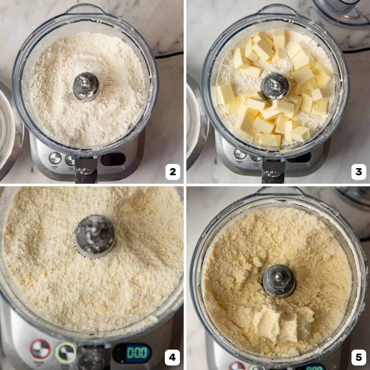 How to make quiche or pie crust in food processor, with step by step photos.