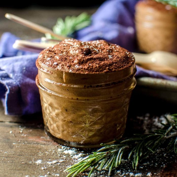 Rosemary infused French Chocolate Mousse - My twist on the Classic French Chocolate Mousse with earthy, floral flavours mingling with the bittersweet creaminess.
