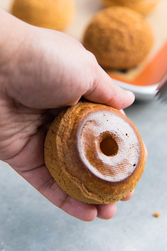 Make a hole at the bottom of the choux pastry to make it easier to fill with the diplomat cream filling.