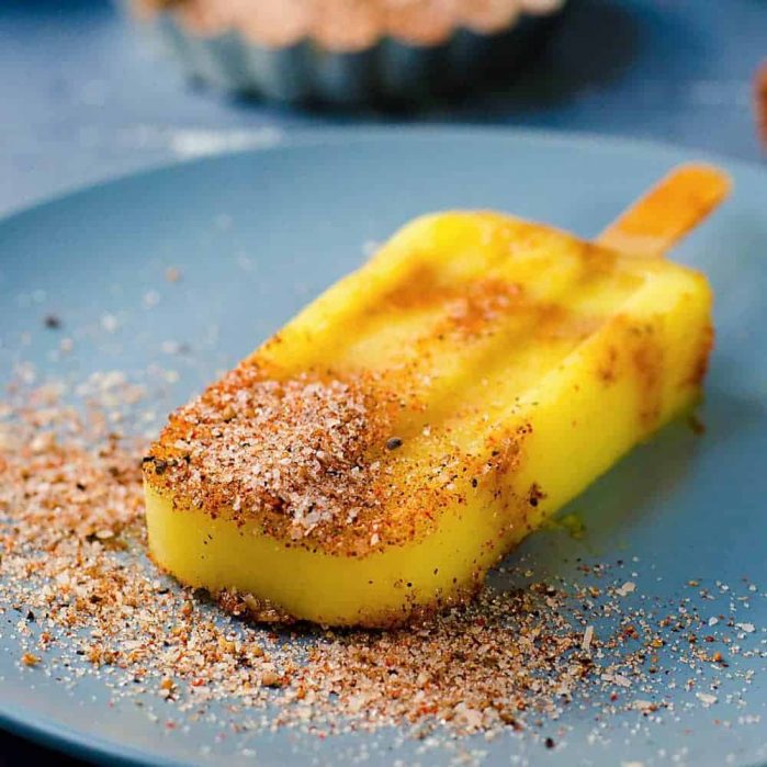 Spicy Pineapple Popsicles (Paletas) - layered with a spicy, salty spice mix that enhances the fruity freshness and sweetness even more! 